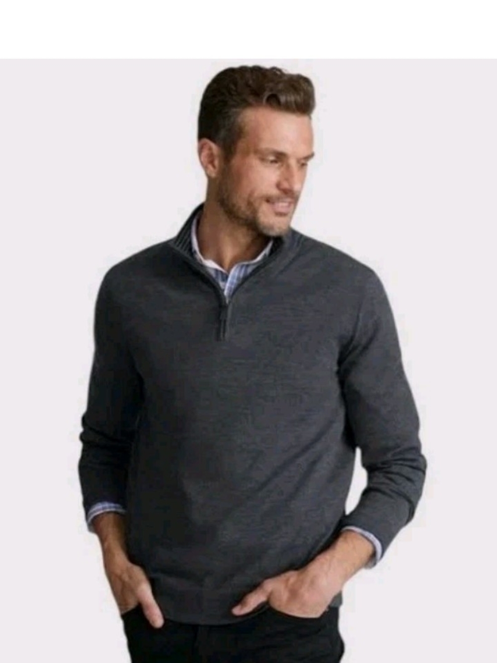 GUC Men’s UNTUCKit Belguardo 1/4 Zip Sweater 100% Fine Merino Wool Gray SZ L